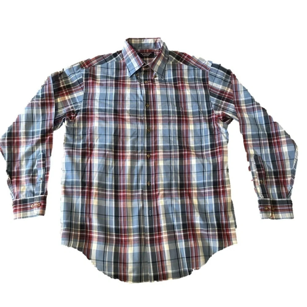 Roundtree & Yorke Easy Care Men’s Plaid Button Down Shirt Size Medium